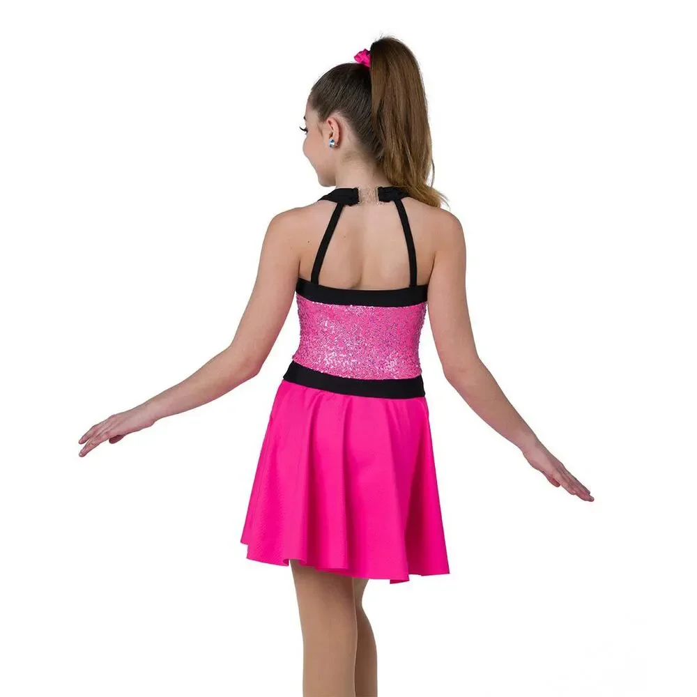 Pre-Owned Dance Costume AWCT 24267 Large Child Blue Dress Jazz Sequin